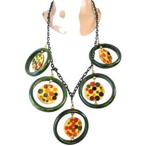 CHARLES ELKAIM JAN CARLIN MASSIVE Injection Polka Dot BAKELITE Hoops Necklace